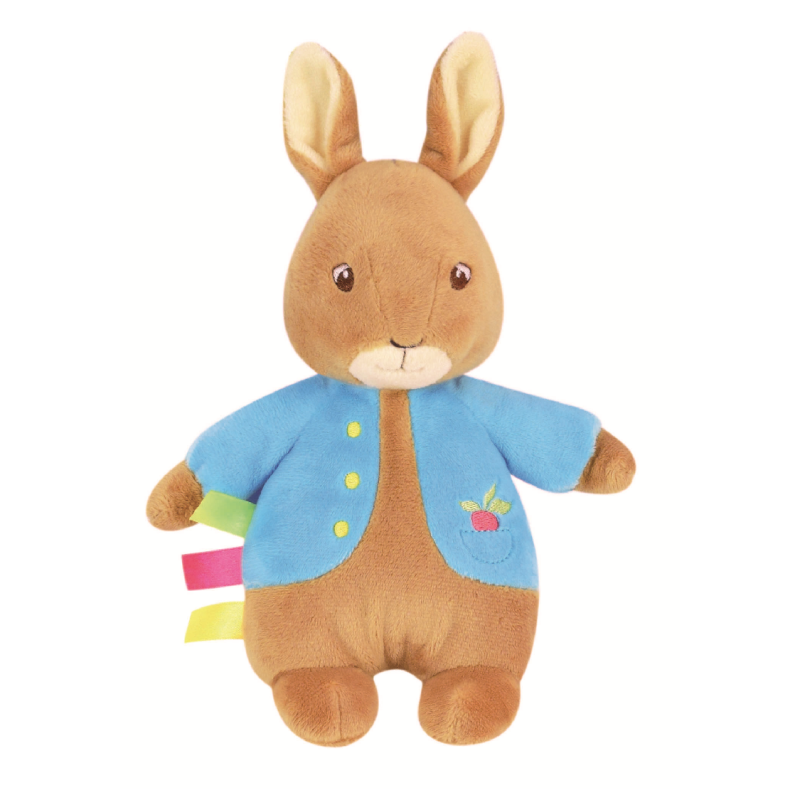  peter rabbit soft toy with rattle blue brown  20 cm 